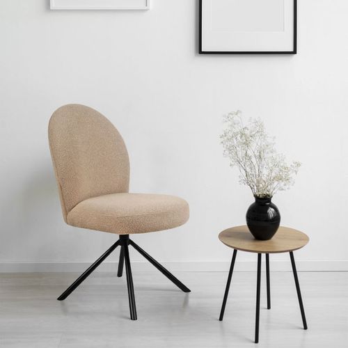 Lot De 2 Chaises Rotatives 180° En Tissu Beige Et Métal Noir - Julien