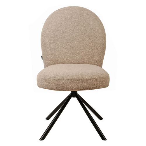Lot De 2 Chaises Rotatives 180° En Tissu Beige Et Métal Noir - Julien