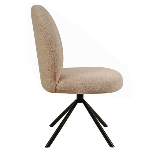 Lot De 2 Chaises Rotatives 180° En Tissu Beige Et Métal Noir - Julien
