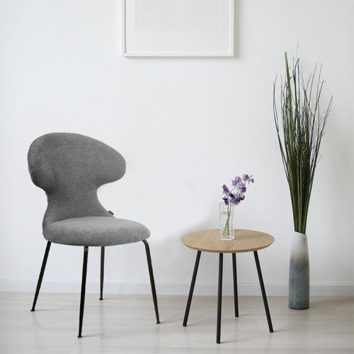 Chaise En Tissu Doux Gris Avec Pieds En Métal Noir - Gloria