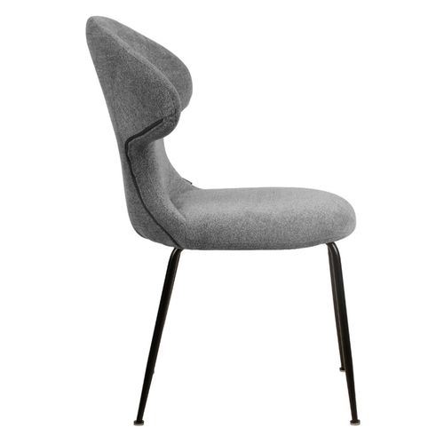 Chaise En Tissu Doux Gris Avec Pieds En Métal Noir - Gloria