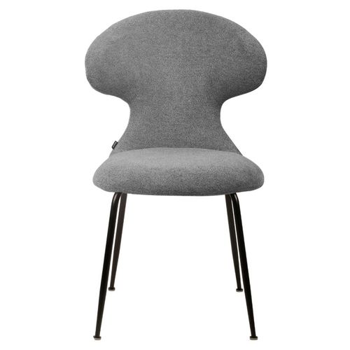 Lot De 2 Chaises En Tissu Doux Gris Avec Pieds En Métal Noir - Gloria