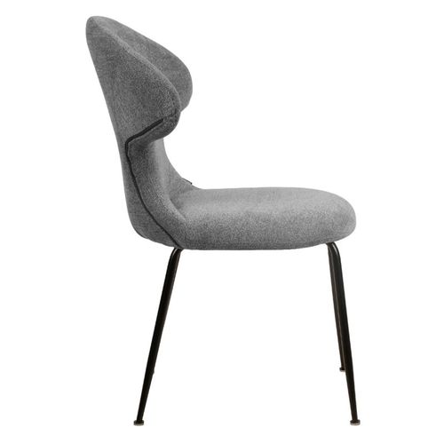 Lot De 2 Chaises En Tissu Doux Gris Avec Pieds En Métal Noir - Gloria