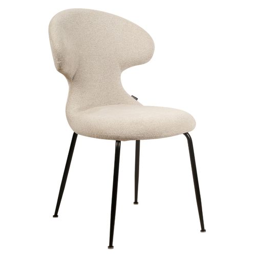 Chaise En Tissu Doux Beige Avec Pieds En Métal Noir - Gloria