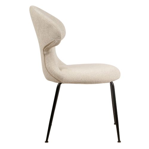 Chaise En Tissu Doux Beige Avec Pieds En Métal Noir - Gloria