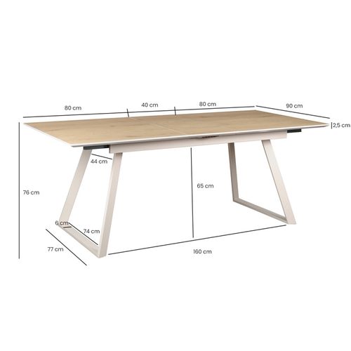 Table De Repas Extensible 160/200 Cm Placage Bois De Chêne - Marjorie
