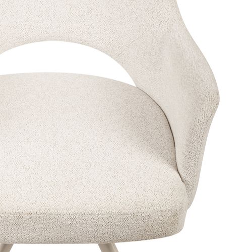 Chaise Rotative 180° Tissu Doux Écru Et Pieds En Métal Écru - Rico