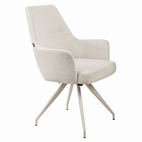 Chaise Rotative 180° Tissu Doux Écru Et Pieds En Métal Écru - Rico