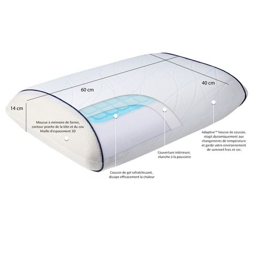 Oreiller 60 X 40 Cm Gel Oxygel™ Et Mousse à Mémoire De Forme - Hypnos