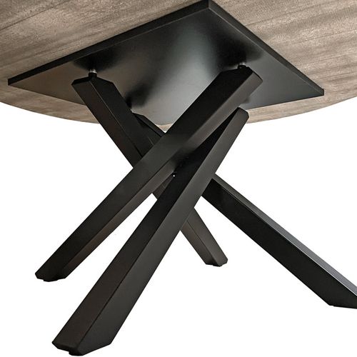 Table Ronde D.150 Cm Céramique Gris Marbré Et Pieds Métal Noir – Ruby