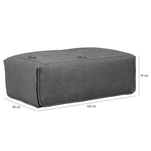 Pouf 105 Cm Rectangulaire Pour Canapé Composable Tissu Gris - Living