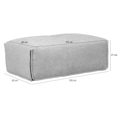 Pouf 105 Cm Pour Canapé Composable Tissu Gris Clair - Living