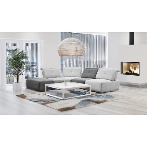 Pouf 105 Cm Pour Canapé Composable Tissu Gris Clair - Living
