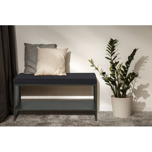 Banc Entrée L. 102 Cm En Métal Ajouré Vert Foncé Et Tissu - Lone 6986