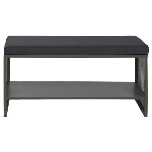 Banc Entrée L. 102 Cm En Métal Ajouré Vert Foncé Et Tissu - Lone 6986