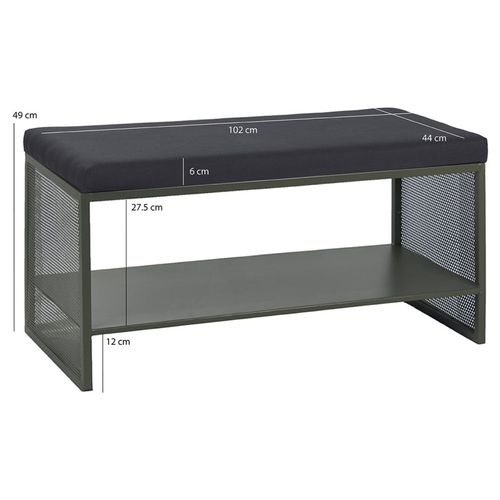 Banc Entrée L. 102 Cm En Métal Ajouré Vert Foncé Et Tissu - Lone 6986