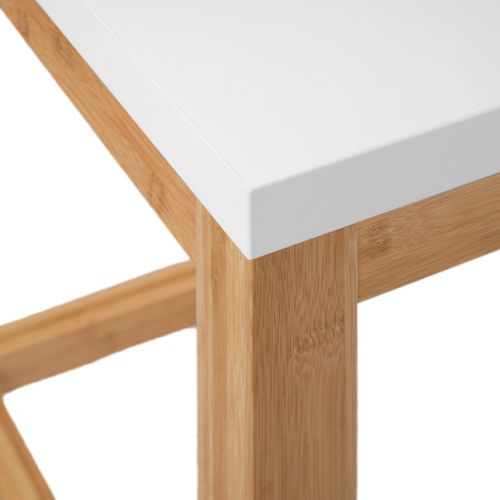 Table L. 140 Cm En Bois De Bambou Et Plateau Blanc Mat - Zezolla 0461