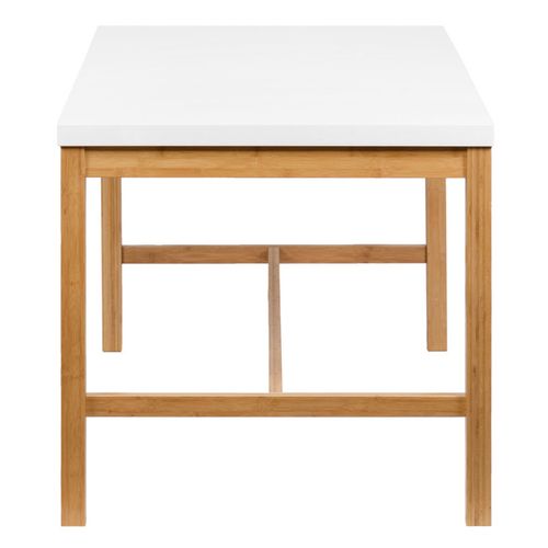 Table L. 140 Cm En Bois De Bambou Et Plateau Blanc Mat - Zezolla 0461