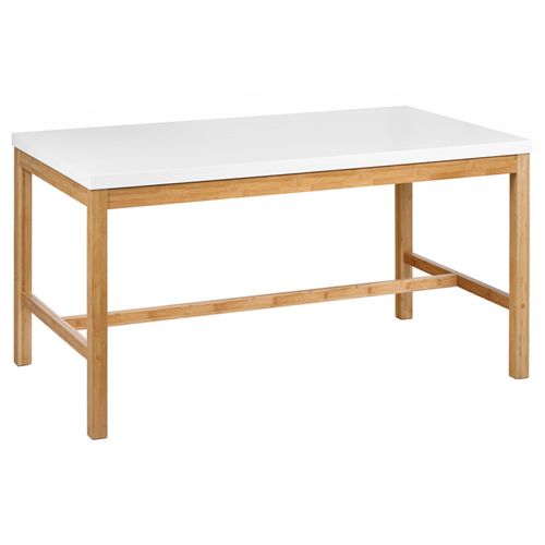 Table L. 140 Cm En Bois De Bambou Et Plateau Blanc Mat - Zezolla 0461