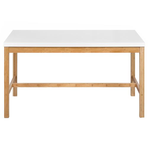 Table L. 140 Cm En Bois De Bambou Et Plateau Blanc Mat - Zezolla 0461