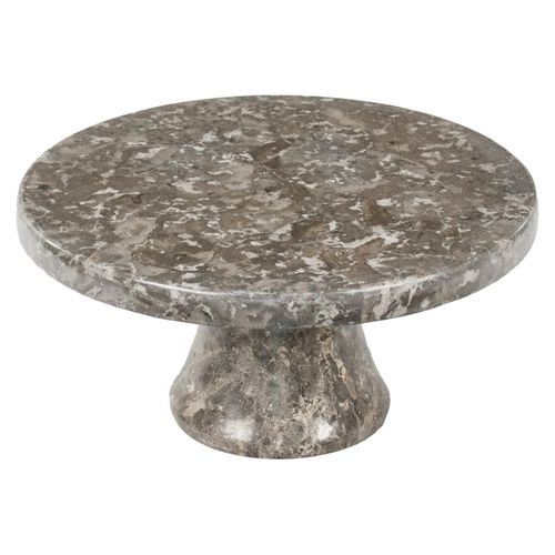 Plateau / Présentoir Rond Sur Pied D. 25 Cm En Marbre Gris - Margaret