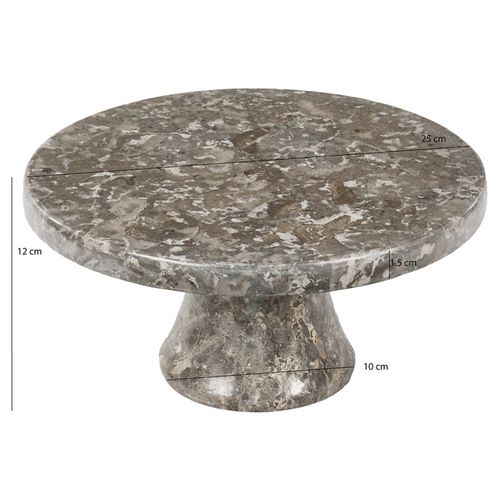 Plateau / Présentoir Rond Sur Pied D. 25 Cm En Marbre Gris - Margaret