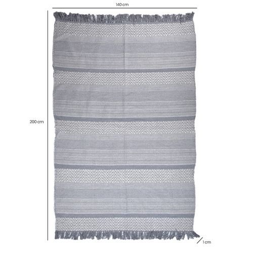 Tapis 140 X 200 Cm Coton Brodé De Lignes Et Chevrons Gris – Flicker