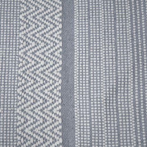 Tapis 140 X 200 Cm Coton Brodé De Lignes Et Chevrons Gris – Flicker