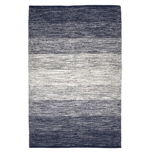 Tapis 140 X 200 Cm Coton Brodé Avec Dégradé De Bleu Vieilli – Saphir