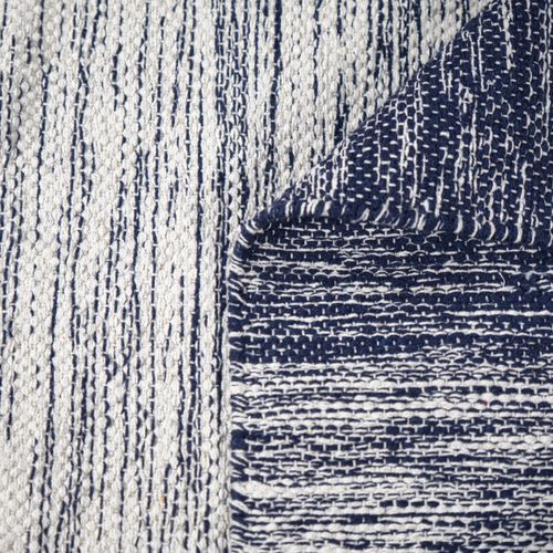 Tapis 140 X 200 Cm Coton Brodé Avec Dégradé De Bleu Vieilli – Saphir