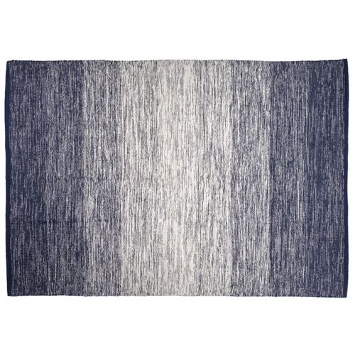 Tapis 140 X 200 Cm Coton Brodé Avec Dégradé De Bleu Vieilli – Saphir