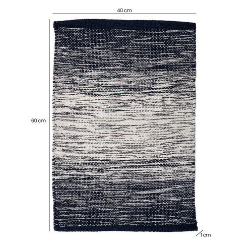 Tapis 40 X 60 Cm En Coton Brodé Avec Dégradé De Bleu Vieilli – Saphir