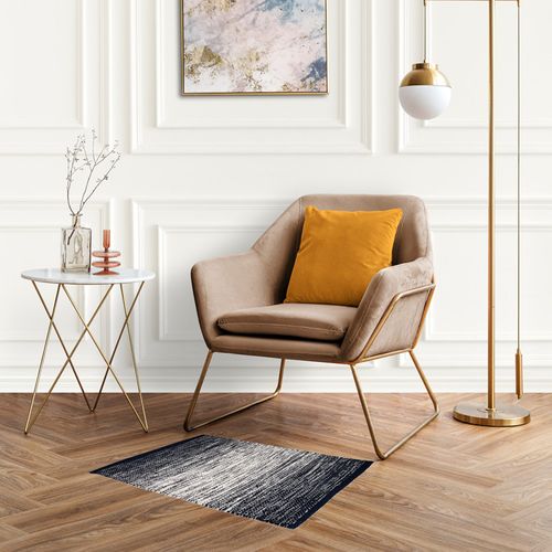 Tapis 40 X 60 Cm En Coton Brodé Avec Dégradé De Bleu Vieilli – Saphir