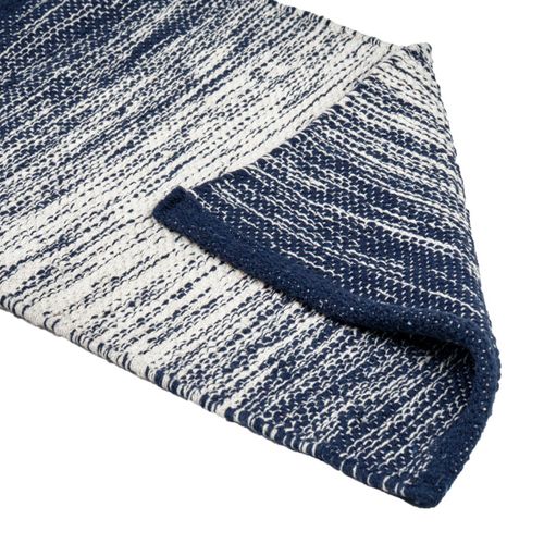 Tapis 40 X 60 Cm En Coton Brodé Avec Dégradé De Bleu Vieilli – Saphir