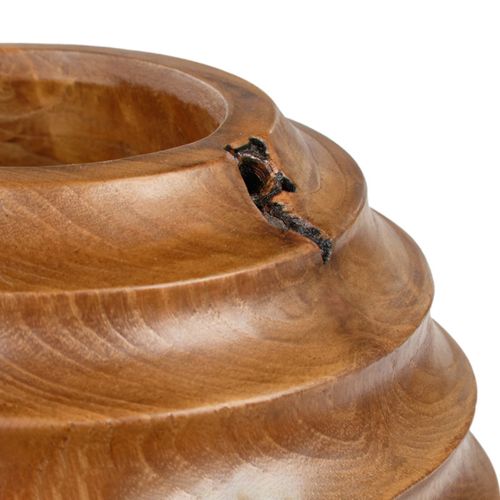 Vase Décoratif Ovale H. 26 Cm En Bois De Teck Massif - Higgins