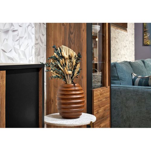 Vase Décoratif Ovale H. 26 Cm En Bois De Teck Massif - Higgins