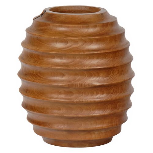 Vase Décoratif Ovale H. 26 Cm En Bois De Teck Massif - Higgins