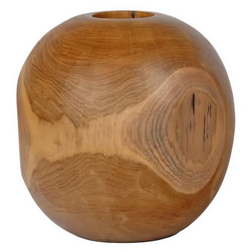 Vase Décoratif Rond D. 30 Cm En Bois De Teck Massif - Leodore