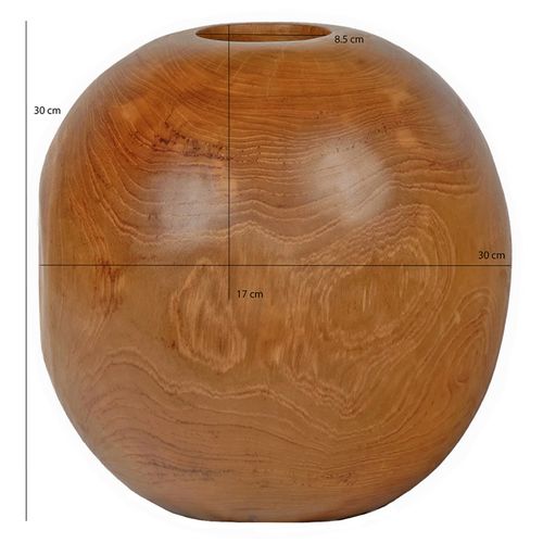 Vase Décoratif Rond D. 30 Cm En Bois De Teck Massif - Leodore