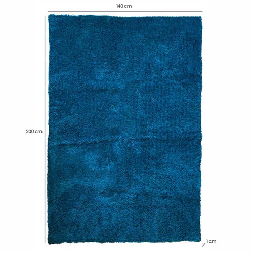 Tapis 140 X 200 Cm Shaggy à Poils Courts Doux Bleu Canard – Cosmos