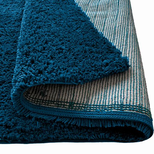 Tapis 140 X 200 Cm Shaggy à Poils Courts Doux Bleu Canard – Cosmos
