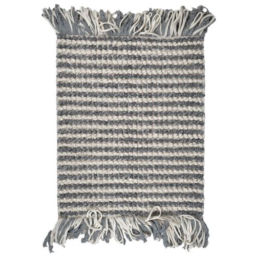 Tapis 60 X 80 Cm Texturé Gris Clair Et Blanc Avec Franges – Soho
