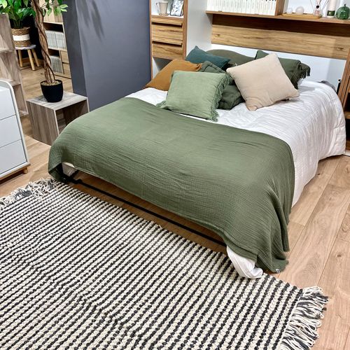 Tapis 140 X 200 Cm Texturé Gris Clair Et Blanc Avec Franges – Soho