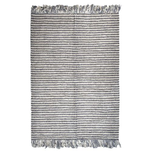 Tapis 140 X 200 Cm Texturé Gris Clair Et Blanc Avec Franges – Soho