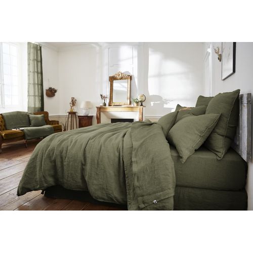 Rideau Ajustable 140 X 270 Cm En Lin Lavé Vert - Luisa