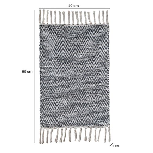 Tapis 40 X 60 Cm En Coton Brodé De Motifs Chevrons Gris Clair – Glow