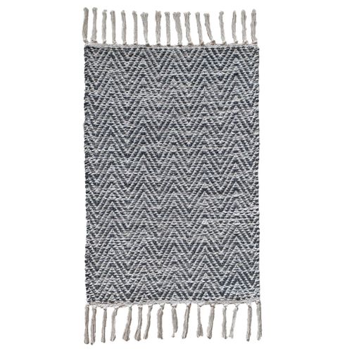 Tapis 40 X 60 Cm En Coton Brodé De Motifs Chevrons Gris Clair – Glow