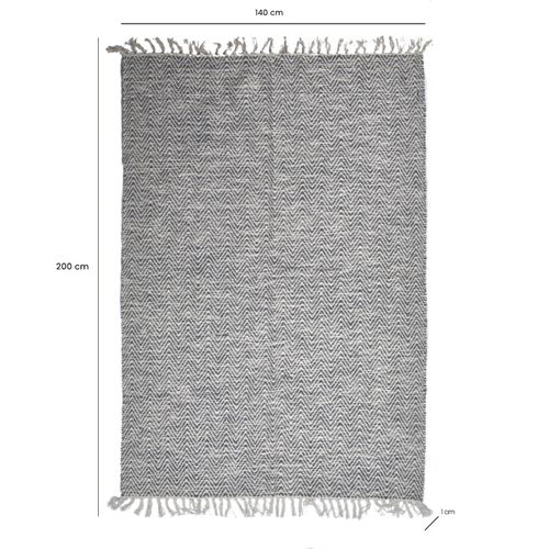 Tapis 140 X 200 Cm En Coton Brodé De Motifs Chevrons Gris Clair – Glow