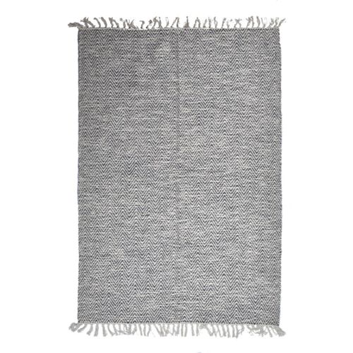 Tapis 140 X 200 Cm En Coton Brodé De Motifs Chevrons Gris Clair – Glow