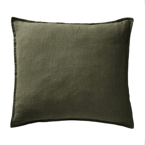 Lot De 2 Taies D'oreillers 60 X 60 Cm En Lin Lavé Vert - Luisa